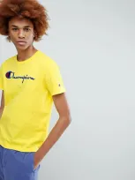 Champion Logo Embroidered Cotton Jersey T-shirt In Yellow