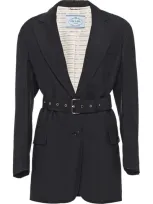 Prada Long Single Breasted Blazer In Black