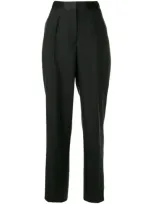 Officine Generale Roxane Pintucked Wool-barathea Cigarette Trousers In Black