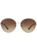 Bulgari Round Frame Sunglasses In Metallic