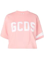 Gcds Logo Cropped T-shirt - Pink