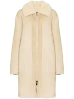 Bottega Veneta Reversible Shearling Mid-length Coat In Neutrals