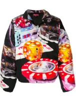 Supreme Casino Print Puffer Jacket In Black