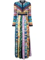 Mary Katrantzou Deznine Swirling-print Pleated Crepe Dress In Stripe