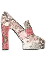 Casadei Zambe Snakeskin Heeled Pumps In Grey