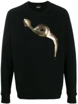 Just Cavalli Snake Motif Sweatshirt In Black