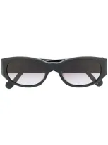 Liu •jo Slim Oval Frame Sunglasses In Black