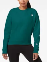 Champion Women's Essential Reverse Weave Fleece Sweatshirt In Turquoise