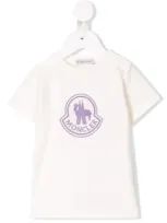 Moncler Babies' Logo Embroidered T-shirt In White