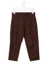 Tiny Cottons Kids' Diagonal Stripe Trousers In Brown