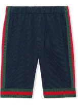 Gucci Babies' Webbed Corduroy Trousers In Blue