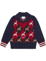 Gucci Kids' Geometric Embroidered Sweater In Red