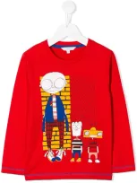 Little Marc Jacobs Kids' Cartoon Print Sweater In Red