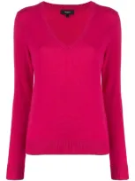 Theory Cashmere Knitted V-neck Jumper In Pink