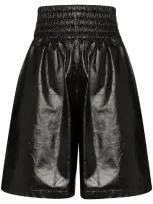 Bottega Veneta Knee-length Shiny Leather Shorts In Black