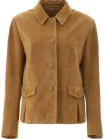 Prada Suede Jacket In Beige