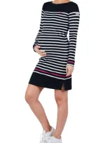 Cache Coeur Maternity C Est La Vie Stripe Shirt Dress In Marine/ White