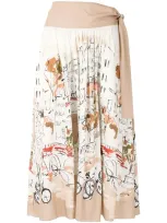 Alcaçuz Watercolour-print Skirt In White