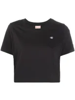 Champion Logo-patch Cropped T-shirt In Black