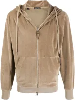 Tom Ford Long-sleeve Zip-up Hoodie In Brown