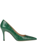 Roberto Festa Crocodile Print Leather Pumps In Green