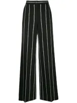 Escada Striped Wide-leg Trousers In Black