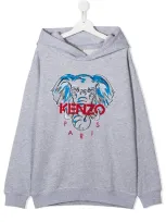 Kenzo Kids' Little Boy's & Boy's Elephant Logo Hooded Sweatshirt In Grey