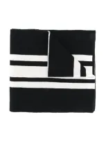 Moncler Kids' Wool Knitted Logo Scarf In Black