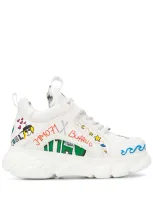 Buffalo Graffiti-print Sneakers In White