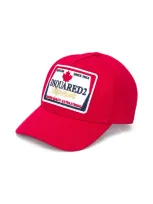 Dsquared2 Kids' Logo Patch Gabardine Baseball Hat In Red