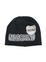 Moschino Kids' Stencil-logo Beanie In Black