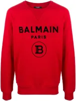 Balmain Logo Print Sweatshirt In Red