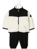 Moncler Unisex Fuzzy Fleece Jacket & Jogger Pants Set - Baby In Black/white