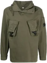 C.p. Company Lens Detail Hooded Anorak In Green