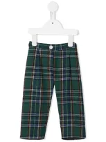 Siola Babies' Check Pattern Pull-on Trousers In Green