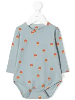 Tiny Cottons Babies' Mushroom Print Long-sleeved Romper In Blue