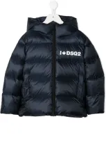 Dsquared2 Kids' Logo Padded Coat In Blu