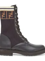 Fendi Black Rockoko Combat Boots In Multi