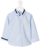 Cesare Paciotti 4us Babies' Contrasting Trim Long-sleeved Shirt In 蓝色