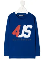 Cesare Paciotti 4us Kids' Logo Print Long-sleeved Top In Blue