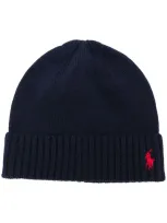 Polo Ralph Lauren Kids' Embroidered-logo Wool Beanie In Blue