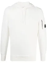 C.p. Company Lens Cotton Hoodie In White