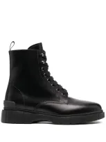 Car Shoe Leather Combat Boots In Black