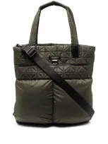 Veecollective Quilted Leather Tote Bag In Green