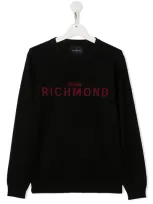 John Richmond Junior Teen Logo-print Cotton Sweatshirt In Black