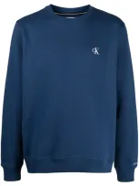 Calvin Klein Jeans Est.1978 Embroidered-logo Sweatshirt In Blue