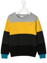 Paul Smith Junior Kids' Panelled Colour-block Jumper In Black