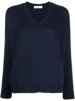 Masscob Fine Knit V-neck Jumper In Blue