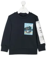 N°21 Kids' Logo Sleeve Sweatshirt In Blue