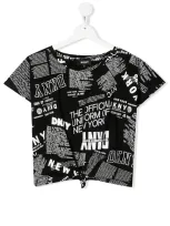 Dkny Kids' All-over Logo T-shirt In Black